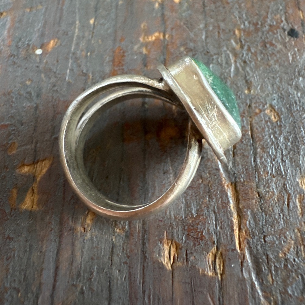 Sterling Silver Green Agate Ring - image 2